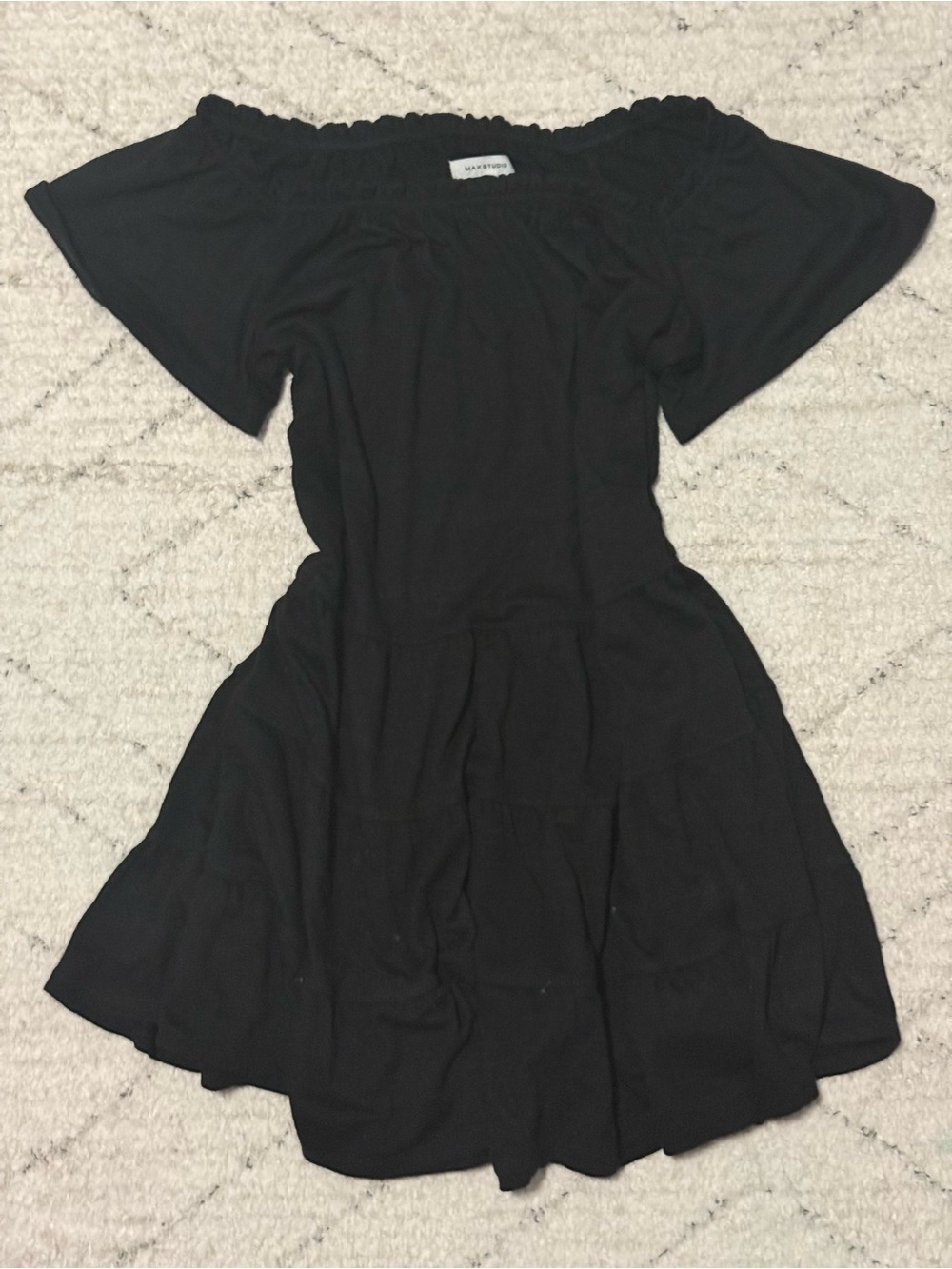 Max Studio Black Off-Shoulder Flared Dress